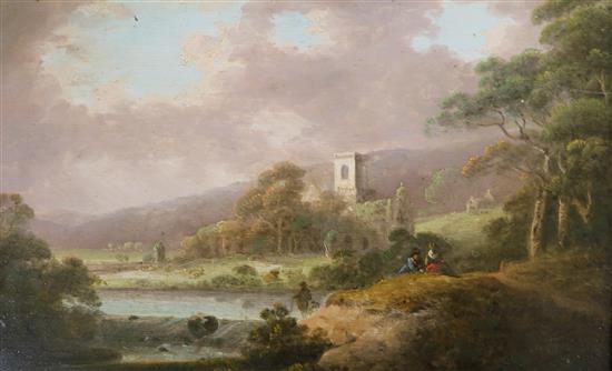 Early 19th century English School Kirkstall Abbey 17 x 27cm